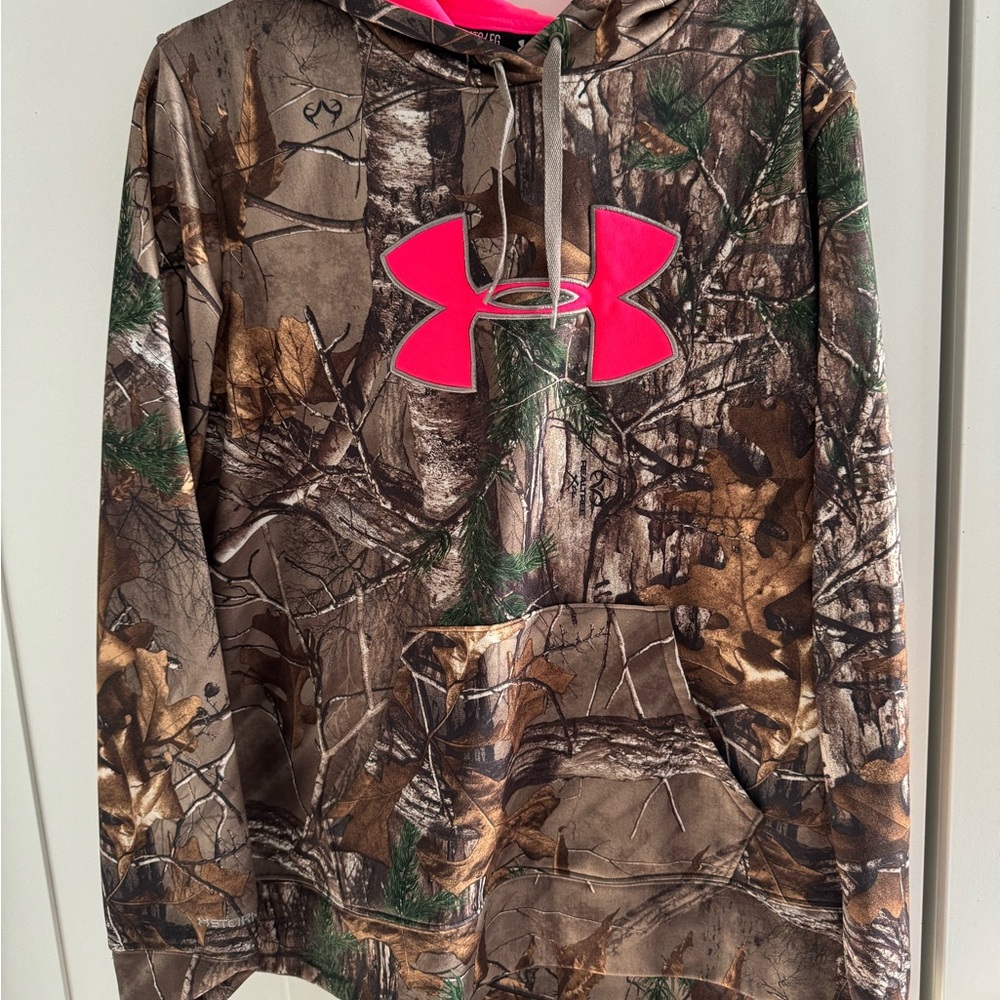 Under Armour Camo Hoodie with Pink Logo